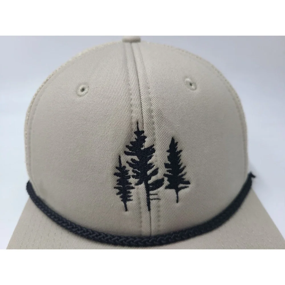 Trees Logo Paramount Apparel Rope Mesh Trucker Snapback Hat Cap Arbor Gray Beige